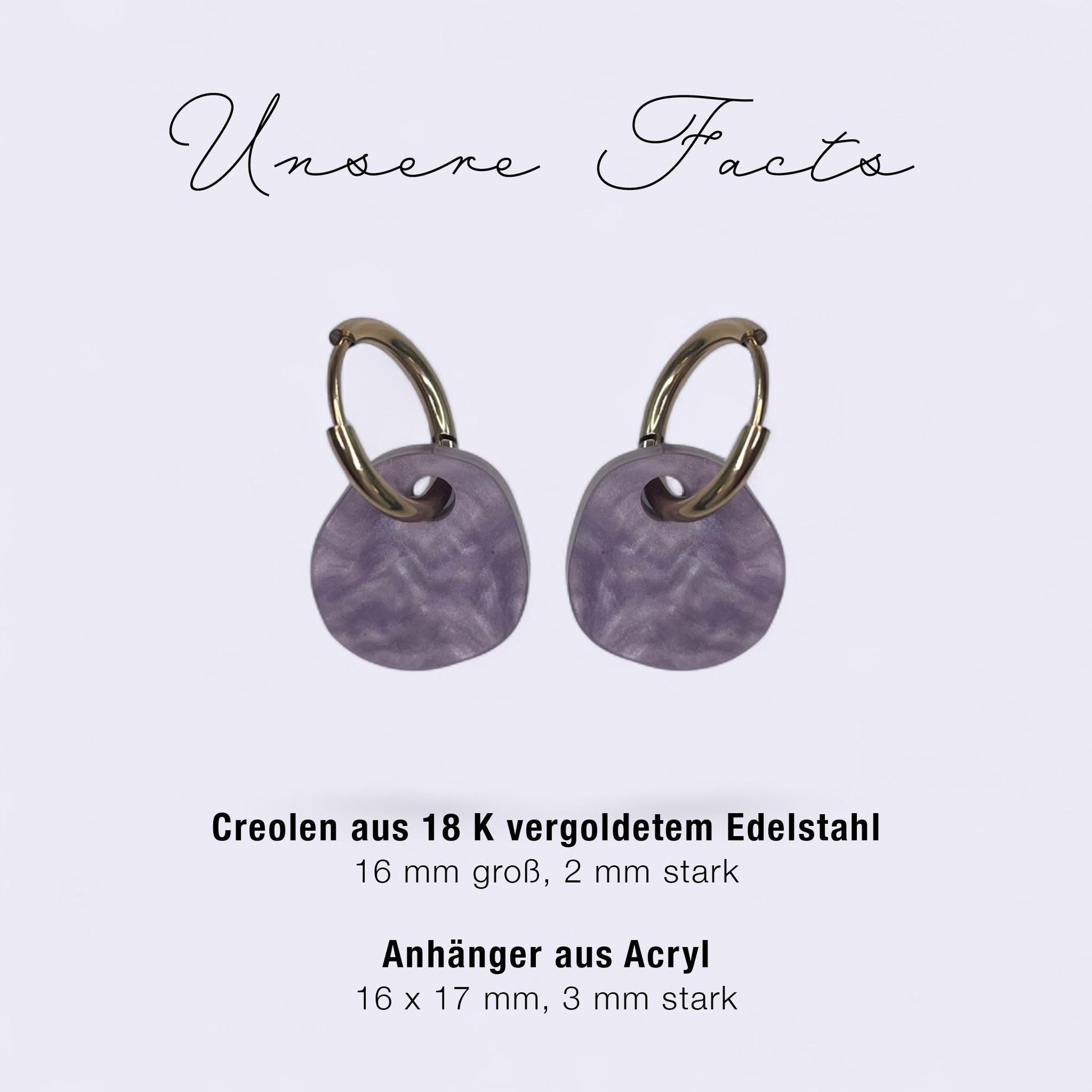 Creolen + Acryl-Anhänger »Bubble Lila« | Creolen Edelstahl 18K vergoldet | Acryl in Perlmutt lila | leichte Ohrringe