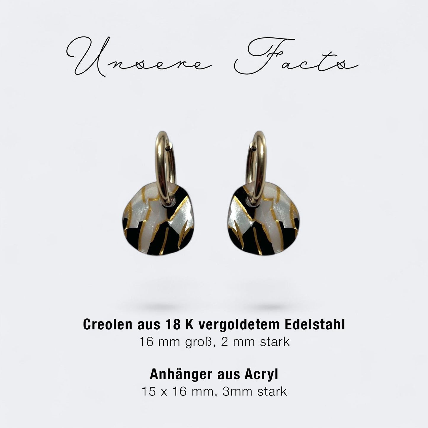 Creolen »Marie« + Acryl-Anhänger »Blatt«