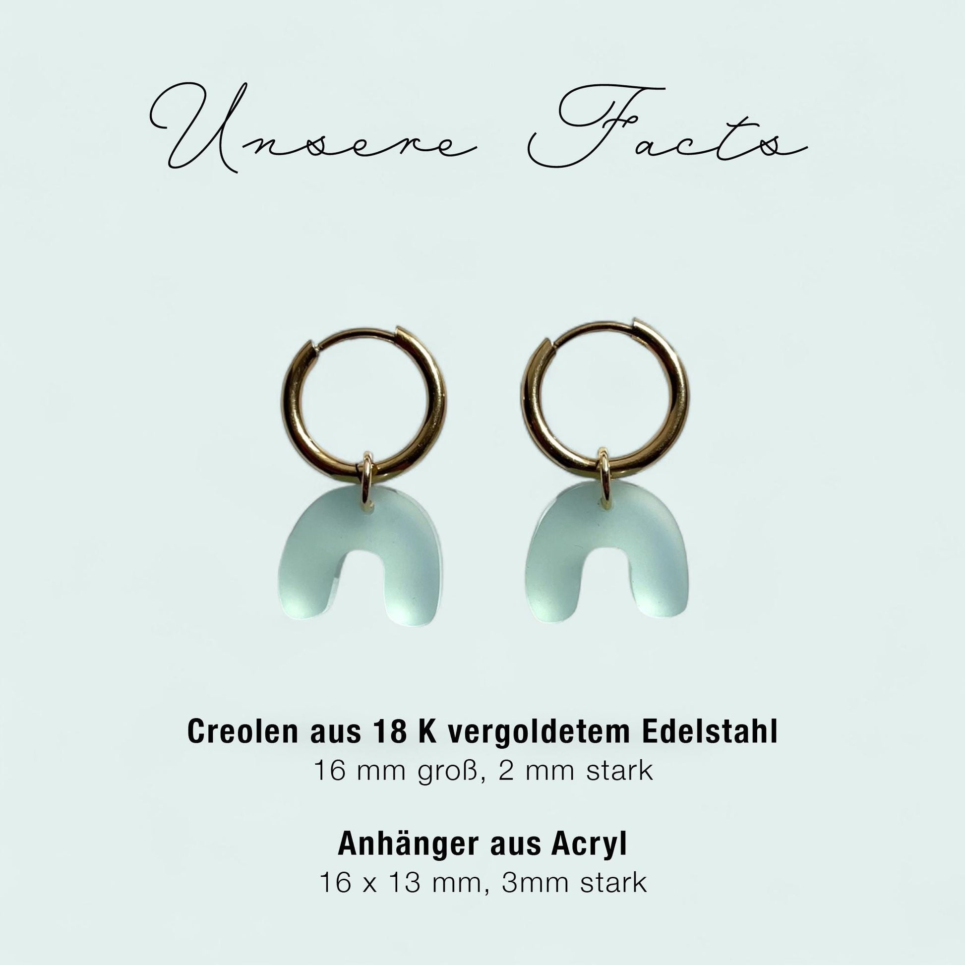 Creolen + Acryl-Anhänger »Bogen« | Creolen Edelstahl 18 K vergoldet | Acryl in Frost satin | leichte Statement-Ohrringe