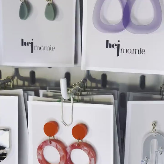 Ohrring »Romy« | allergikerfreundlich | Colorblocking | blaues & Perlmutt Acryl | leichte Statement-Ohrringe | Schmuck | Geschenk