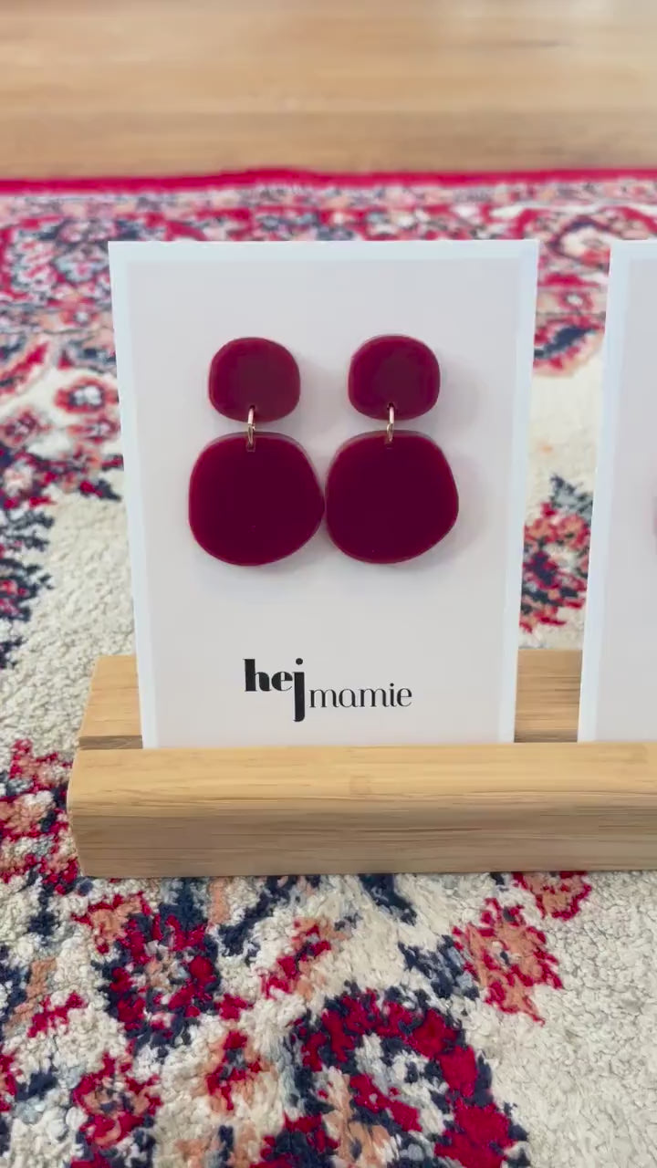 Ohrring »Jana« | allergikerfreundlich | asymmetrisch | 2-teilig | kirschrot | leichte Statement-Ohrringe | Schmuck | Geschenk